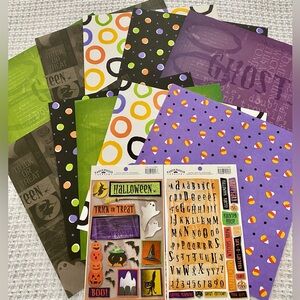 🎃👻 KAREN FOSTER DESIGN “HALLOWEEN” STICKERS & SCRAPBOOKING PAPER BUNDLE.